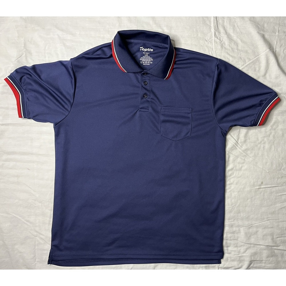 Toptie Umpire Polo Shirt Men's Size Large Blue Baseball Softball Short Sleeve